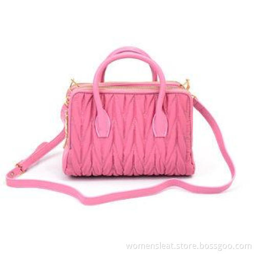 Fashion Soft Nylon Womens Leather Bag Shoulder Tote , Pink